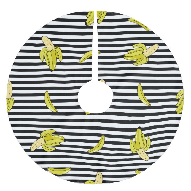 Cartoon banana patches: retro style. brushed polyester tree skirt (Front)