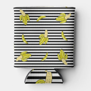 Cartoon banana patches: retro style. can cooler