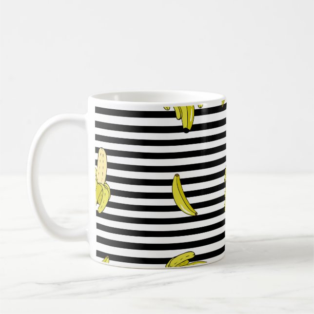 Cartoon banana patches: retro style. coffee mug (Left)