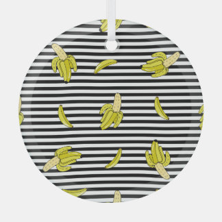 Cartoon banana patches: retro style. glass ornament