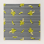 Cartoon banana patches: retro style. jigsaw puzzle<br><div class="desc">Seamless pattern with cartoon patch badges with banana on the black and white background.For t-shirt or other uses.Retro style 80s-90s.Stock Vintage Step back into the 80s-90s with a dino-badge symphony! Cartoon patch badges bring bananas to life on a black and white canvas. banana, pattern, illustration, decor, fashion, kids, cartoon, retro,...</div>