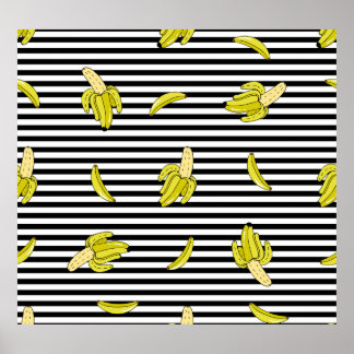 Cartoon banana patches: retro style. poster