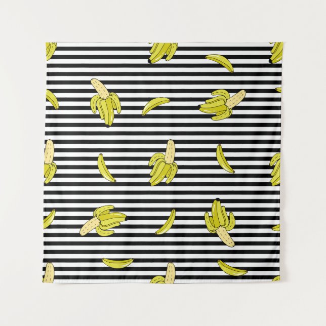 Cartoon banana patches: retro style. tapestry (Front)