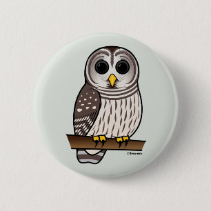 Cartoon Barred Owl 2 Inch Round Button