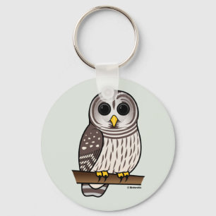 Cartoon Barred Owl Keychain