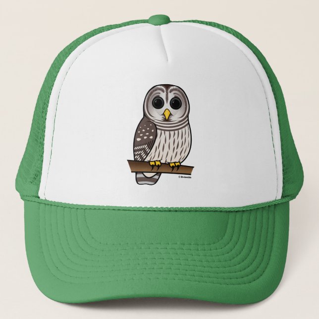 Cartoon Barred Owl Trucker Hat (Front)