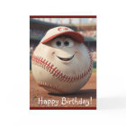 Cartoon Baseball Birthday Card