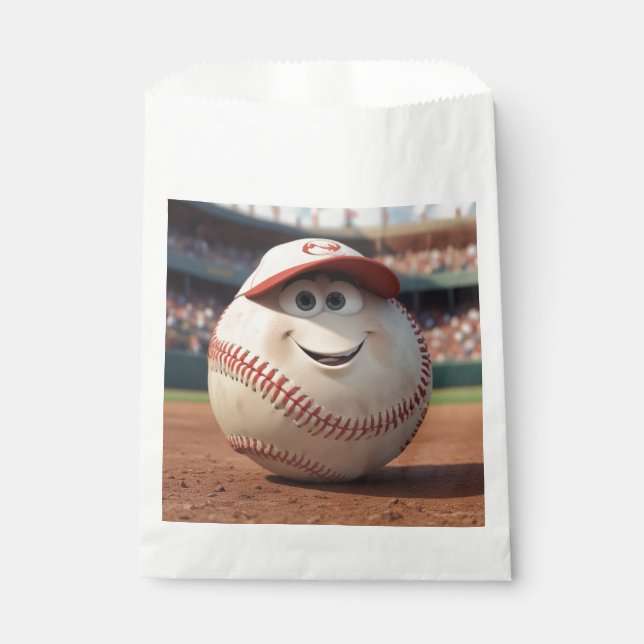 Cartoon Baseball Birthday Favour Bag (Front)