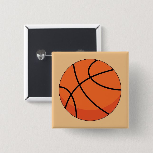 Cartoon Basketball Ball 2 Inch Square Button (Front & Back)