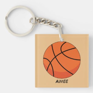 Cartoon Basketball Ball Add Name Keychain