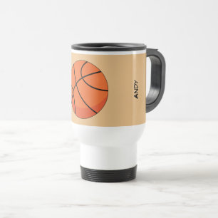 Cartoon Basketball Ball Add Name Travel Mug