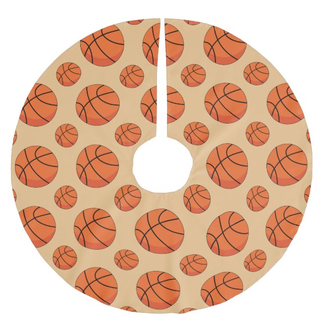 Cartoon Basketball Ball Brushed Polyester Tree Skirt (Front)