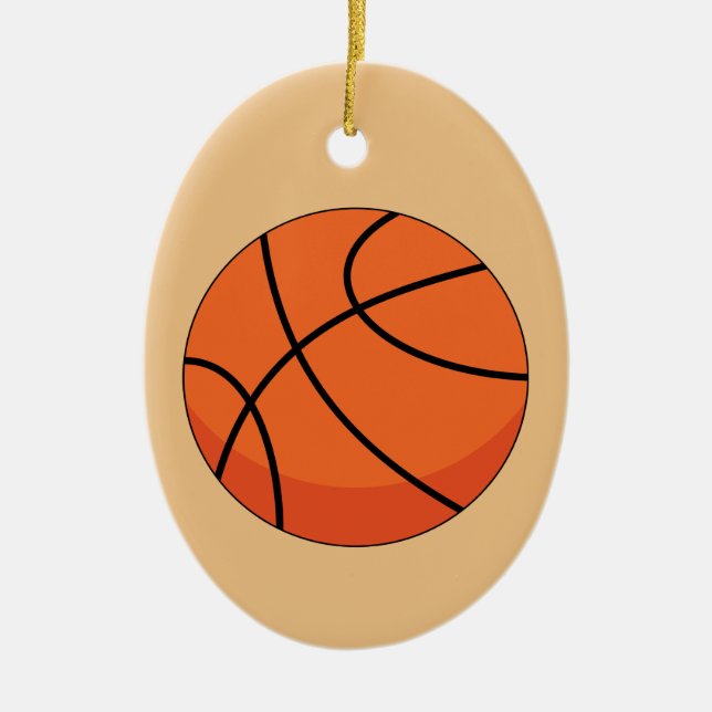 Cartoon Basketball Ball Ceramic Ornament (Front)