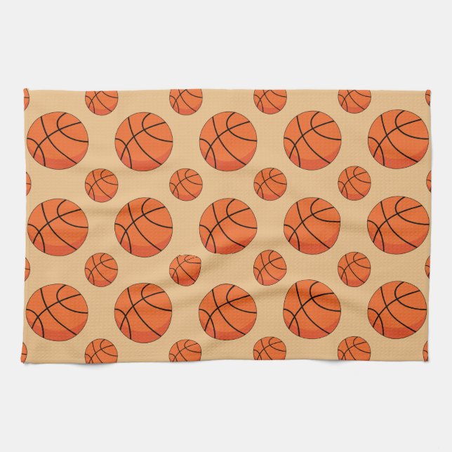 Cartoon Basketball Ball Kitchen Towel (Horizontal)