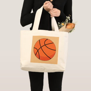 Cartoon Basketball Ball Large Tote Bag