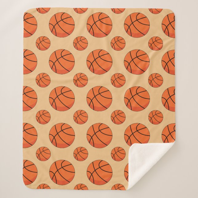Cartoon Basketball Ball Sherpa Blanket (Front)