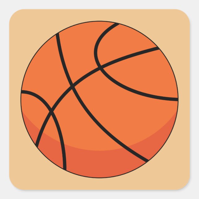 Cartoon Basketball Ball Square Sticker (Front)