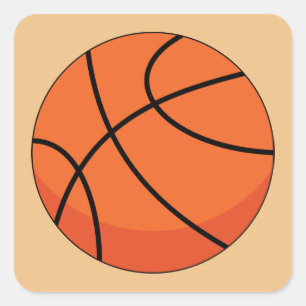Cartoon Basketball Ball Square Sticker