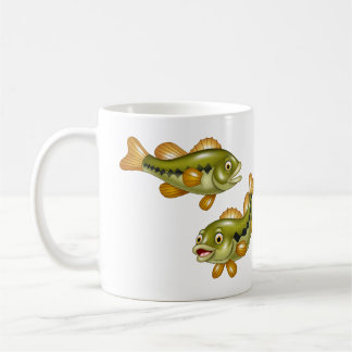 cartoon bass fish coffee mug