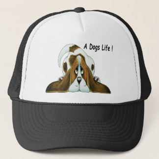Cartoon Basset Hound, A Dog's Life Trucker Hat