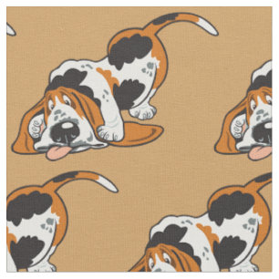 cartoon Basset Hound Fabric