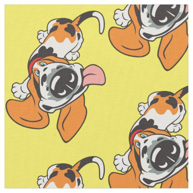 cartoon Basset Hound Fabric (Close Up)