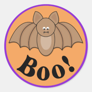 Cartoon Bat Boo Halloween Classic Round Sticker