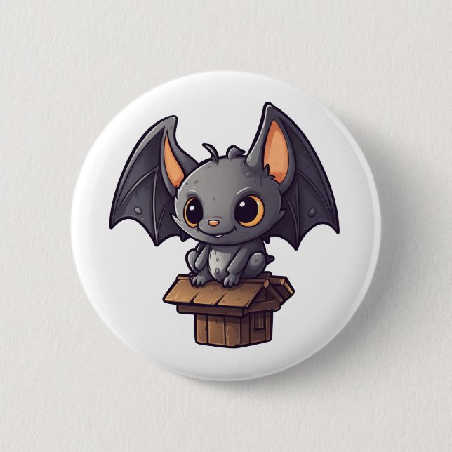 Cartoon bat illustration 2 inch round button (Front)