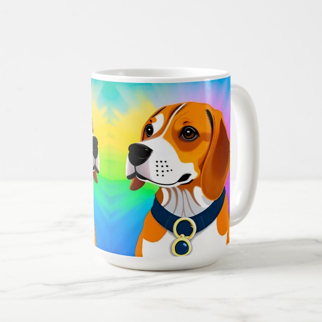 🐶 Cartoon Beagle Dog Illustration Design 🐶 Coffee Mug (Front Right)