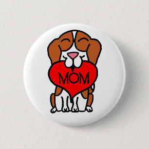 Cartoon Beagle Mom 2 Inch Round Button