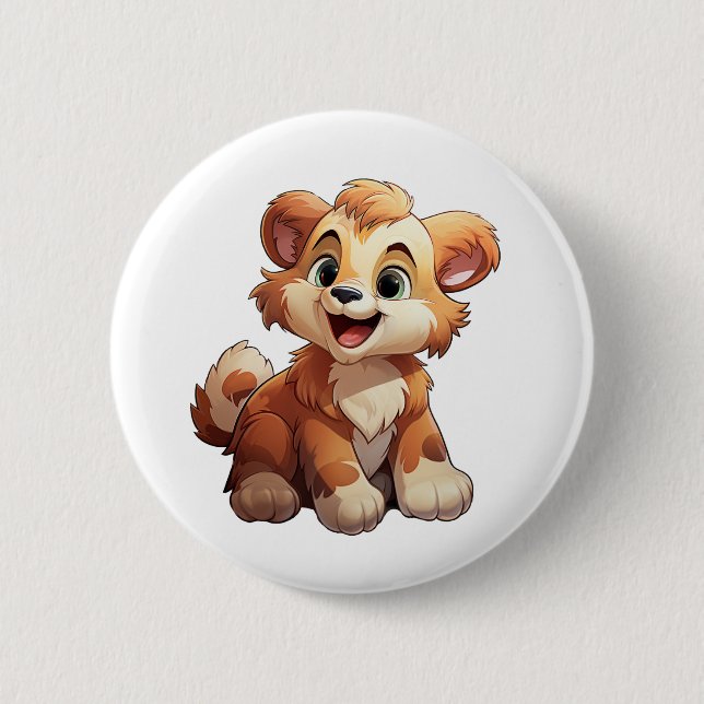 Cartoon bear illustration 2 inch round button (Front)