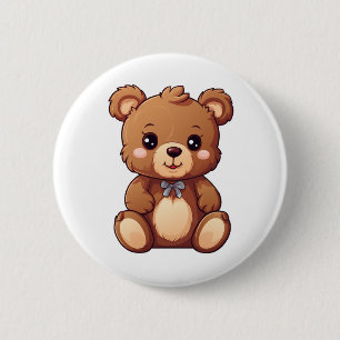 Cartoon bear illustration 2 inch round button