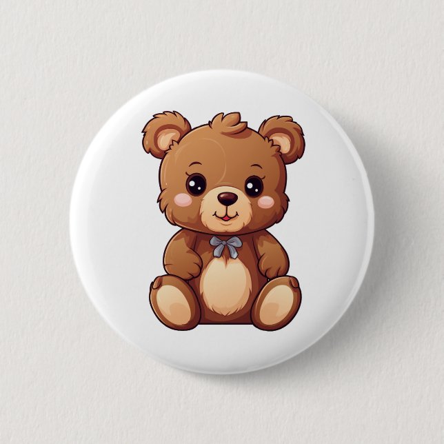 Cartoon bear illustration 2 inch round button (Front)