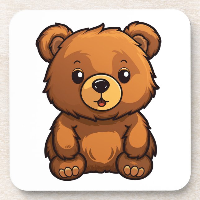 Cartoon bear illustration coaster (Front)