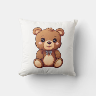 Cartoon bear illustration throw pillow