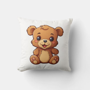 Cartoon bear illustration throw pillow