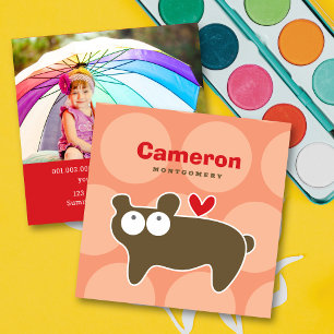 Cartoon Bear Kid Fun Custom Photo Profile Card