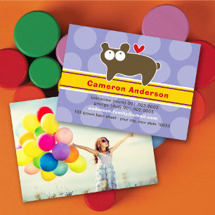 Cartoon Bear Kid Photo Profile / Name Card
