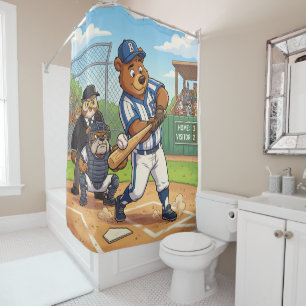 Cartoon Bear Playing Baseball