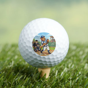 Cartoon Bear Playing Baseball Golf Balls