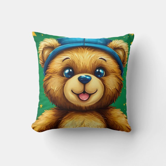 Cartoon bear throw pillow (Front)