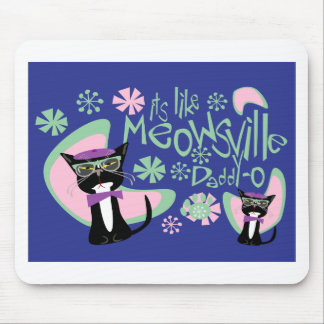 Cartoon Beatnik Character Fifties Cat Slogan Mouse Pad