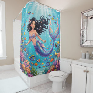 Cartoon Beautiful Mermaid under the Sea 