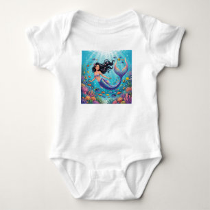Cartoon Beautiful Mermaid under the Sea  Baby Bodysuit