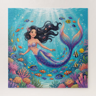 Cartoon Beautiful Mermaid under the Sea  Jigsaw Puzzle