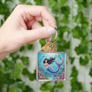 Cartoon Beautiful Mermaid under the Sea  Keychain