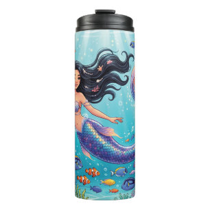 Cartoon Beautiful Mermaid under the Sea Thermal Tumbler
