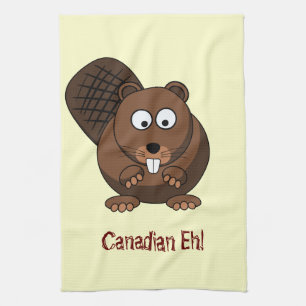 Cartoon Beaver American MoJo Kitchen Towels