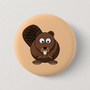 Cartoon Beaver Button