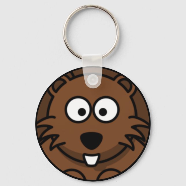 Cartoon Beaver Face Keychain (Front)